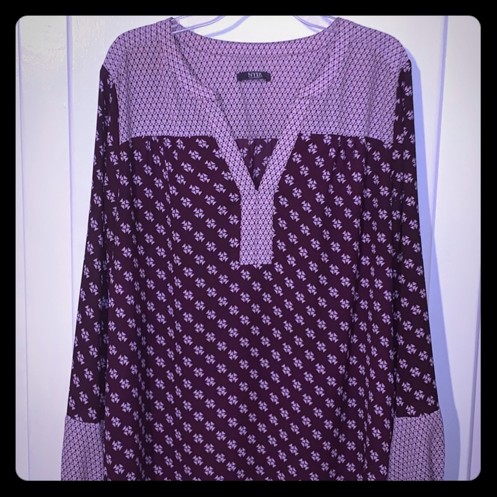 Burgundy patterned blouse